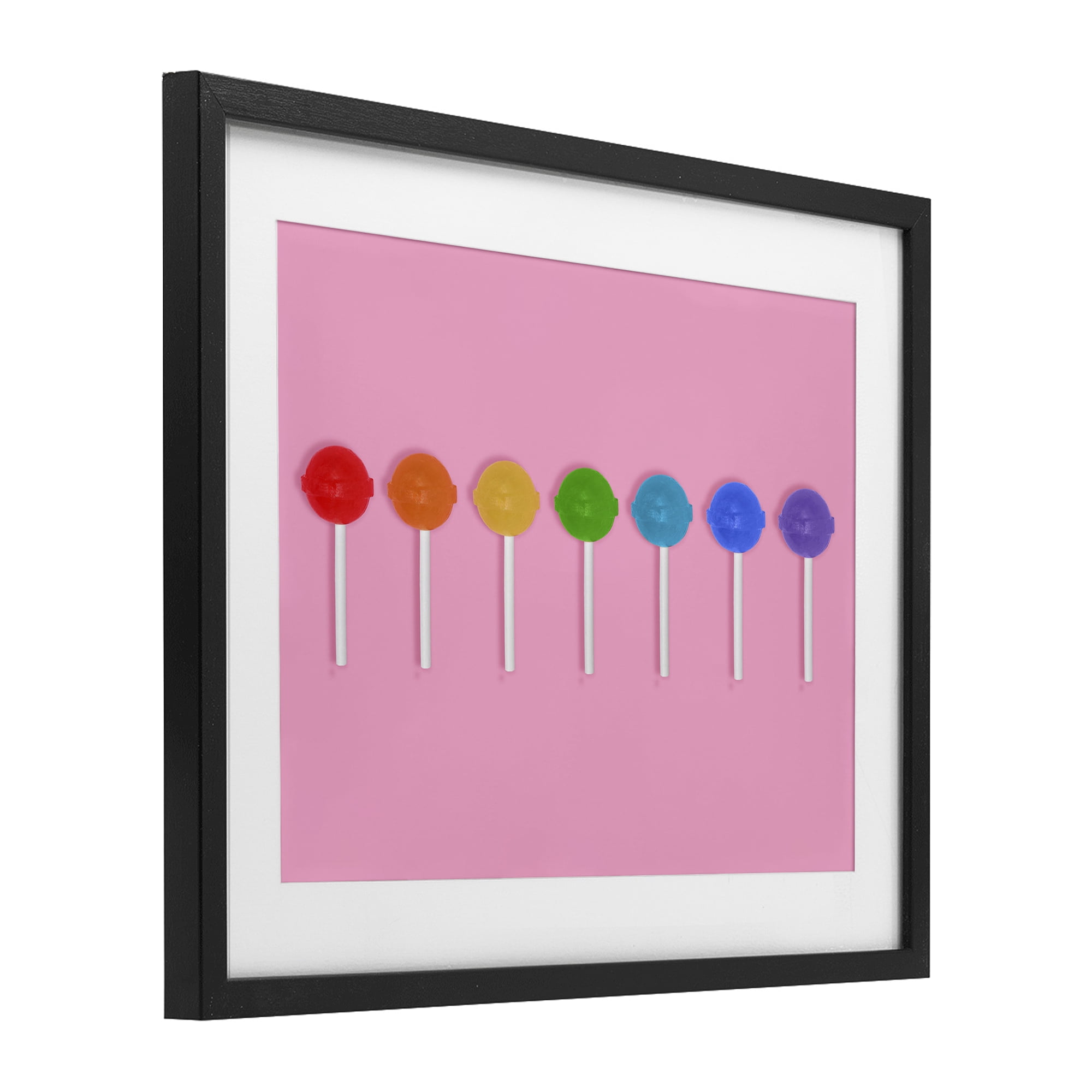 Stupell Industries Row of Rainbow Lollipops Black Framed Print Under Glass, design by LISH Creative