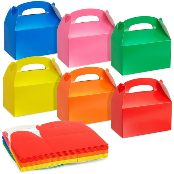 BLUE PANDA Party Favor Boxes - 6.2 x 3.5 x 3.6 In, 24-Pack, Rainbow Gable Style - Easy Assembly Candy & Treat Boxes for Small Gifts