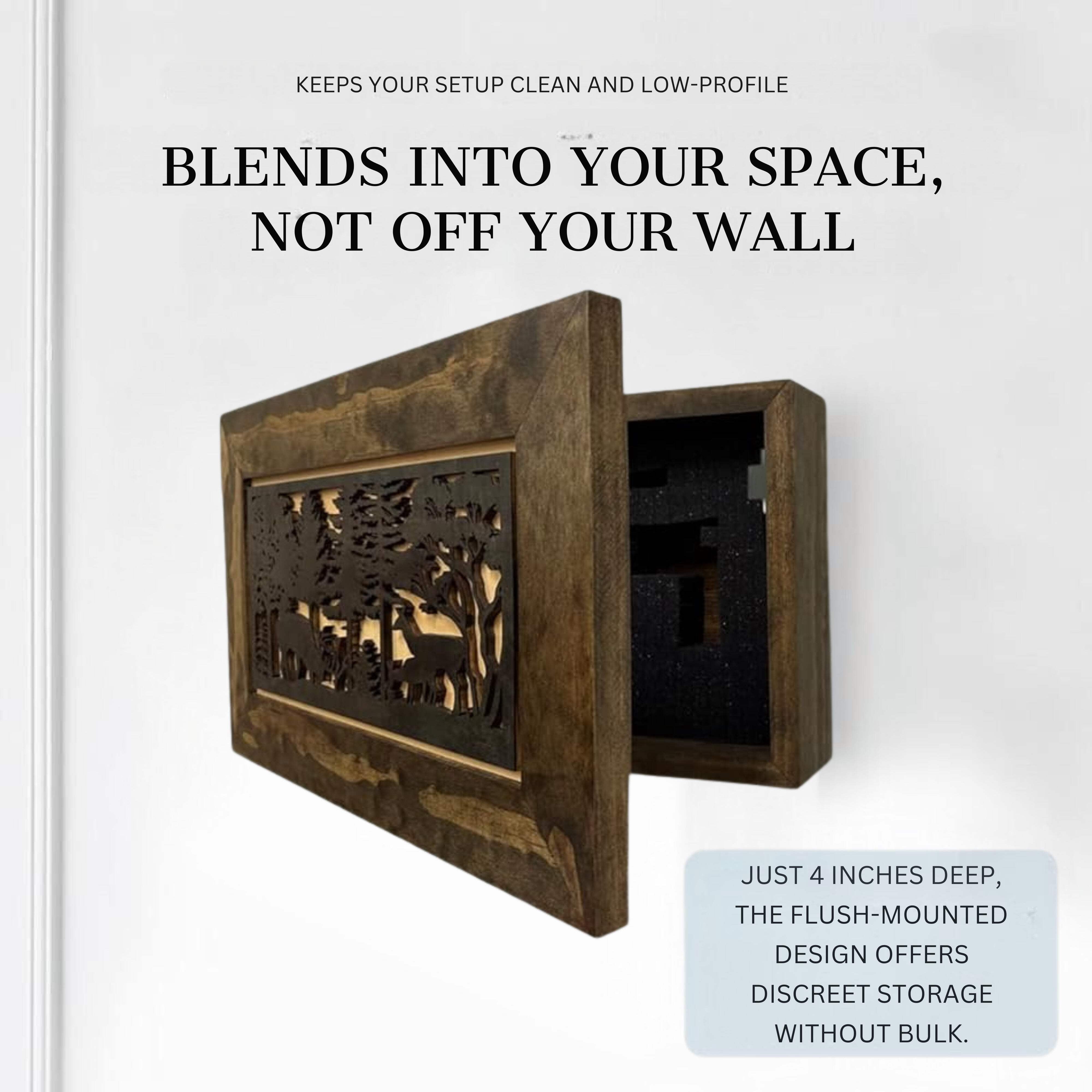 Hidden Gun Safe Wall Decor Deer Scene Concealed Pistol Storage Concealment Furniture Shelf Holds