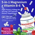 thumbnail image 5 of 5-in-1 Magnesium Complex Capsules - 420mg of Magnesium Glycinate, Malate, Citrate, Taurinate & Oxide for Muscles, Sleep, Calm, & Energy, 120 Capsules, 5 of 7