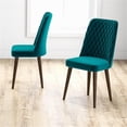 thumbnail image 3 of Pemberly Row Mid-Century Velvet Dining Chair in Turquoise (Set of 2), 3 of 7