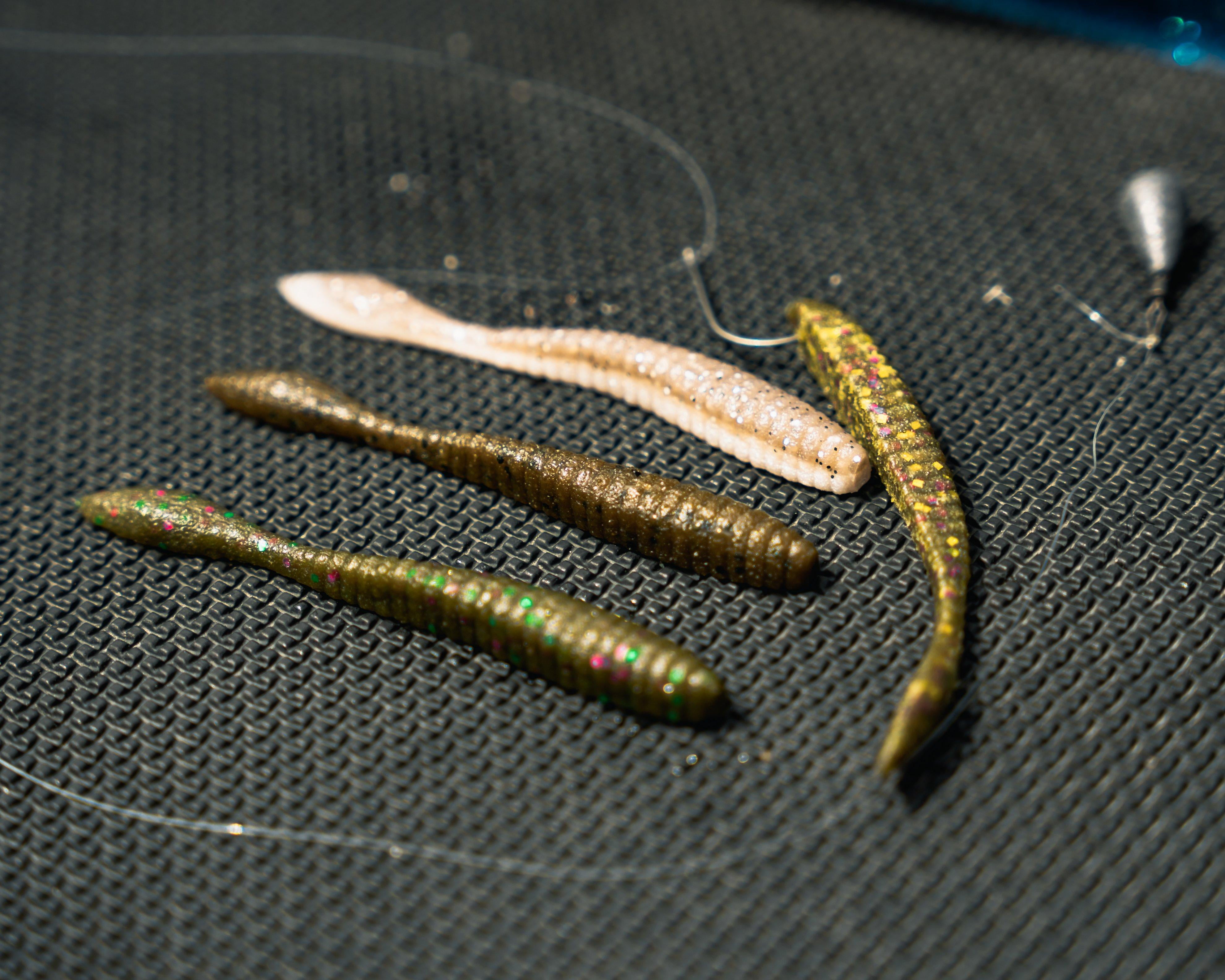 (2 pack) Berkley PowerBait® MaxScent Flat Worm Finesse Fishing Bait, Green Pumpkin, 3.6in | 9cm, Irresistible Scent & Flavor, Versatile Profile, Ideal for Drop Shot Presentation