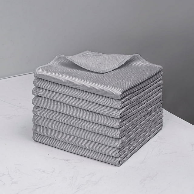 Nvzi 8 paños de limpieza de microfibra sin pelusa con diseño de escamas de pescado de 15,74 x 15,74 pulgadas, paños de limpieza para espejos y ventanas de vidrio,color gris