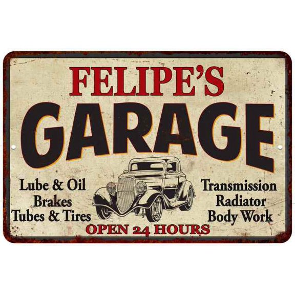 FELIPE'S Garage Man Cave Metal Sign Decor 8x12 208120014373