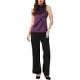 thumbnail image 2 of INSPIRE CHIC Women's Satin Tank Tops Sleeveless Bow Tie Neck Solid Work Blouses M Dark Purple, 2 of 6