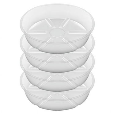 4Pack Clear Plant Saucer 8Inch Plastic Plant Saucers Thicker Plant Tray Flower Pot for Indoor Outdoor Garden