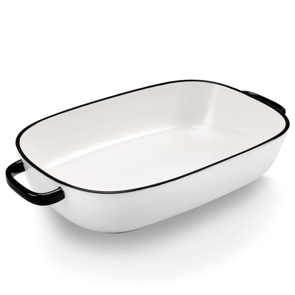 6 Quart Large Rectangular Baking Dish  16x11 Inches Ceramic Pan Casserole For Cooking Kitchen And Daily Use Safe Oven Microwave Refrigerator Cabinet Dishwasher White
