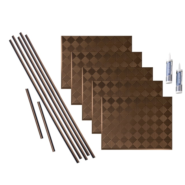 FASÄDE Miniquattro Decorative Vinyl Backsplash 15 sq ft Kit in Oil Rubbed Bronze