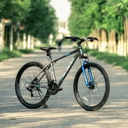 Hiland Aluminum Mountain Bike 21 Speeds MTB,Lock-Out Suspension Fork,27.5 inch Wheel,Mens Mountain Bike Bicycle, Gray&Blue