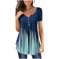thumbnail image 1 of CHOK T-shirt Blouse à Manches Courtes Irrégulières Col Rond Imprimé Boutons pour Femmes Grande Taille en Solde, 1 of 7
