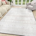 thumbnail image 2 of 5x7 Washable Area Rug Non-Slip Low Profile Soft Boho Distressed Rug for Living Room, Bedroom, Dining Room, Office, Beige, 2 of 13