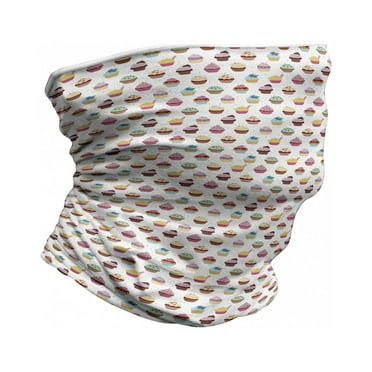 Dessert Neck Gaiter, Baguettes Tartlet Cake, Unisex, Multicolor, by Ambesonne