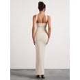 thumbnail image 2 of Beige Ruched Halterneck Strapless Maxi Dress For Evening Formal Occasion, 2 of 8