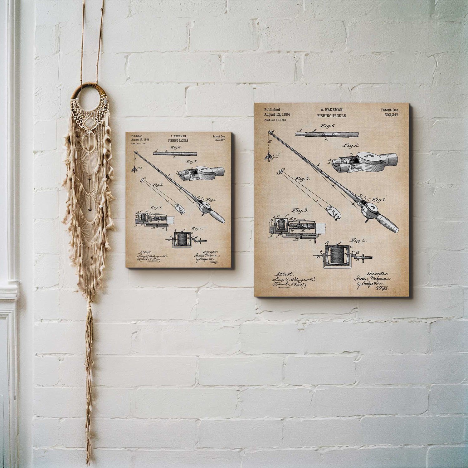 Fishing Gifts for Men, Fishing Gear Patent Canvas Print, Ready To Hang for Living Room Home Wall Art, C2355-16x20