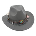 thumbnail image 3 of TIANZEN Western Cowboy Hat With Fringe And Turquoise Bohemian Sun Hat For Outdoor Music Festival Sombrero Hats, 3 of 3