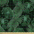 thumbnail image 2 of Ambesonne Tropical Fabric by the Yard Upholstery, Exotic Monstera Summer Art, 1 Yard, Black and Hunter Green, 2 of 5