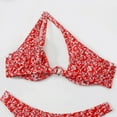 thumbnail image 4 of One Shoulder Swimsuits for Women 2 Piece Floral Bathing Suit Underwire Bikini Top with Thong Bottoms Cheeky Swimwear, Red, S, 4 of 6