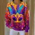 thumbnail image 4 of NuoCaiYun Women Mardi Gras Sweatshirts Carnival Long Sleeve Pullover Fashionable Purple Yellow Green Tops, 4 of 6