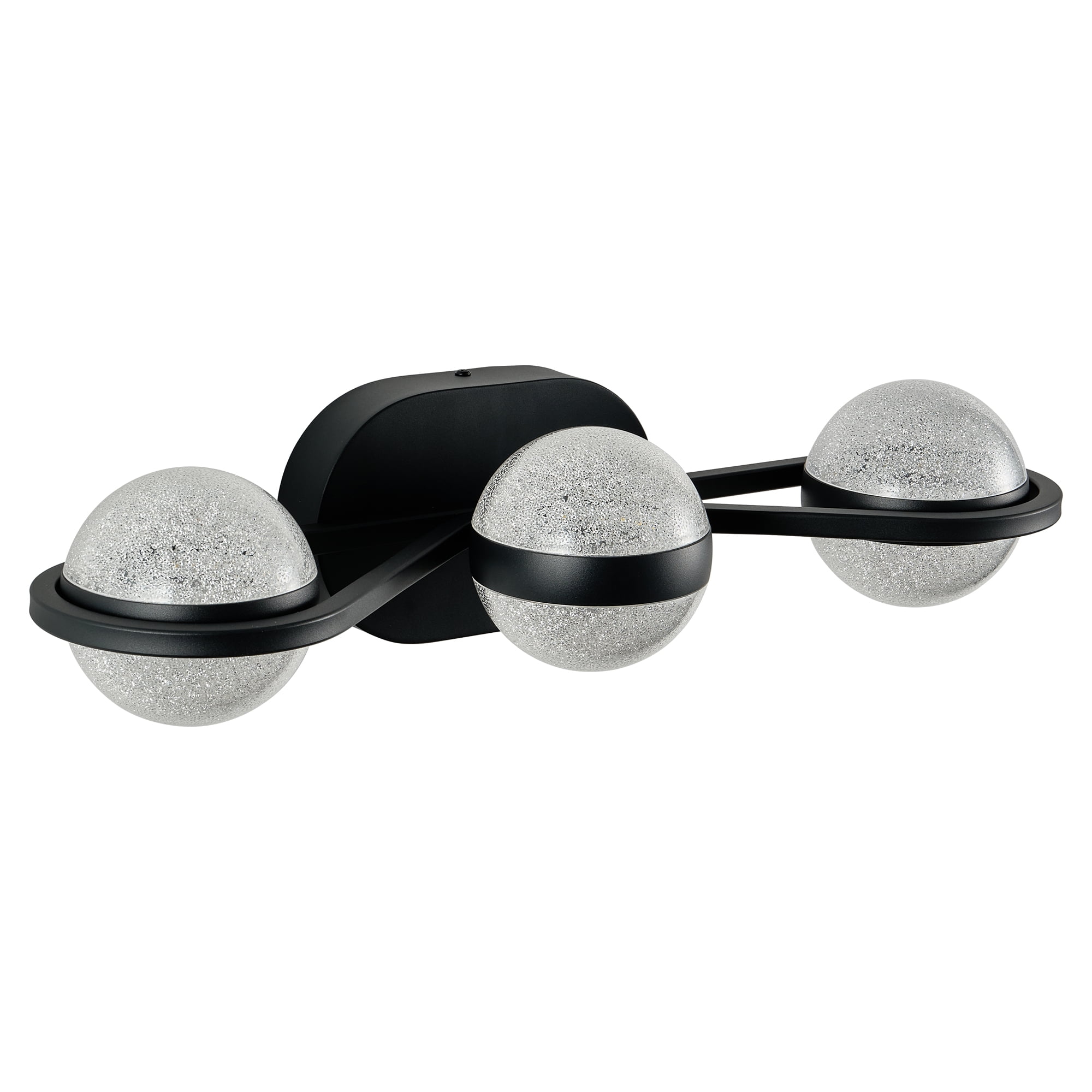 Bathroom Vanity Light, LED 3 Bulb Crystal Sand Acrylic Shades, Wall Mounted Decorative Lighting Fixture, Suitable for Bathroom Vanity Mirror (Black)
