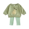 thumbnail image 2 of Amidoa Girls 2 Piece Outfits Fall Winter Clothes Long Sleeve Top and Casual Pants Kids Clothing Sets Size Green 9 Months, 2 of 8