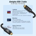 thumbnail image 2 of YIWENTEC 80Gbps Thunderbolt 5 Compatible Cable with up to 120Gbps Bandwidth Amplification and 240W Charging Power Compatible with Thunderbolt 4, USB, 2 of 9