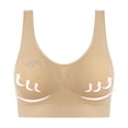thumbnail image 3 of Inverlee Womens U Back Seamless Wireless Bra Heart Love Rhinestone Wide Fixed Shoulder Straps Multi Solid Color Stretch Nylon Comfort Sleep Lingerie Khaki (S-XXXXL), 3 of 5