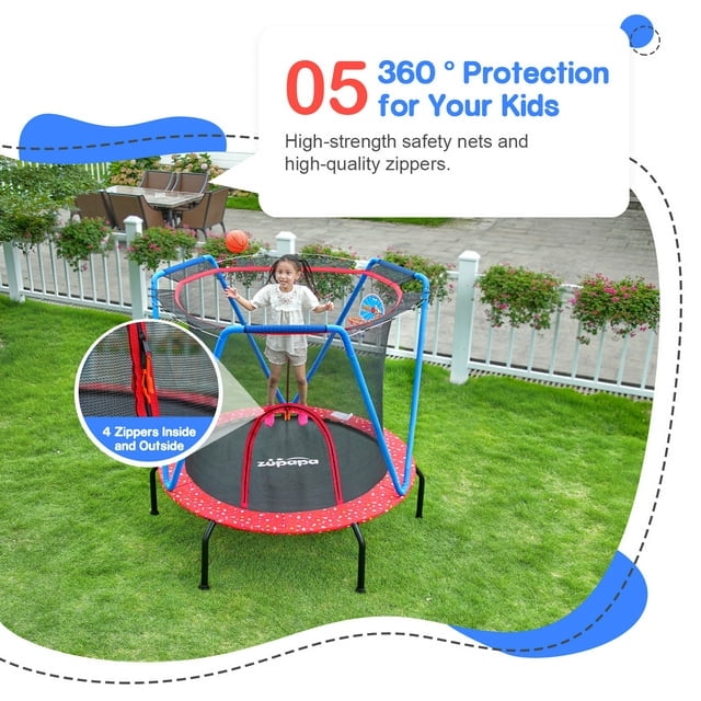 Zupapa Indoor/Outdoor Mini Trampoline with Enclosed Tiny Enclosure