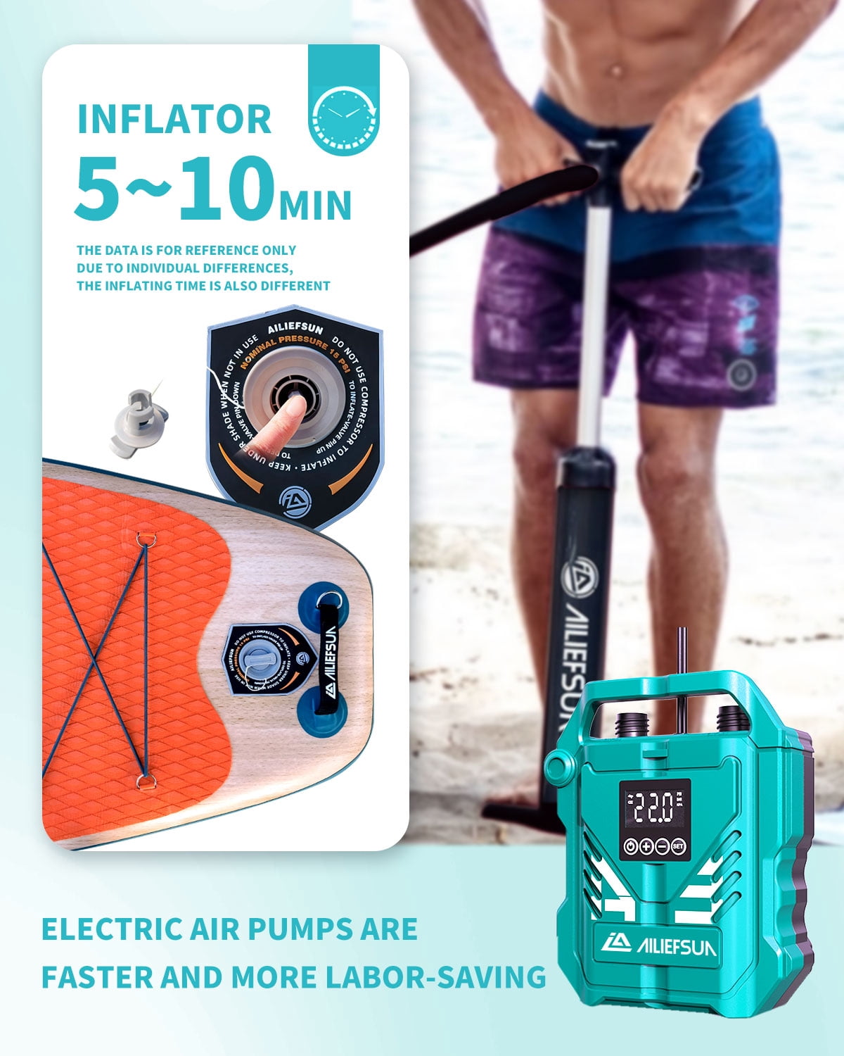 Electric Pump Wood Grain, 11'*34”*6“Ailiefsun Stand Up Paddle Board Inflatable Stable Sup Board with Fishing Paddleboards Accessories for Adults Youth Wide Non-Slip Deck Surfboard