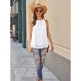 thumbnail image 4 of Anygrew Tank Tops for Women Sleeveless Round Neck Tops Casual Pleated Double Layers Chiffon Blouse Shirts, 4 of 6