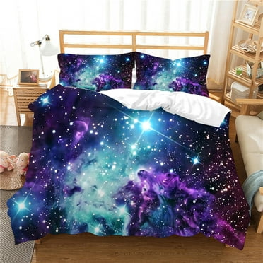Home Bedclothes Unique Design Fashionable Starry Sky Printed Bedding Cover Set,King (90"x104")