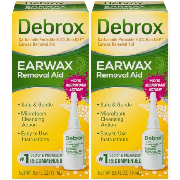 "debrox earwax removal aid drops, 2 count"