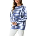thumbnail image 4 of INSPIRE CHIC Women's Sweaters Long Sleeve Dressy Casual Striped Crewneck Pullover Tops, 4 of 5