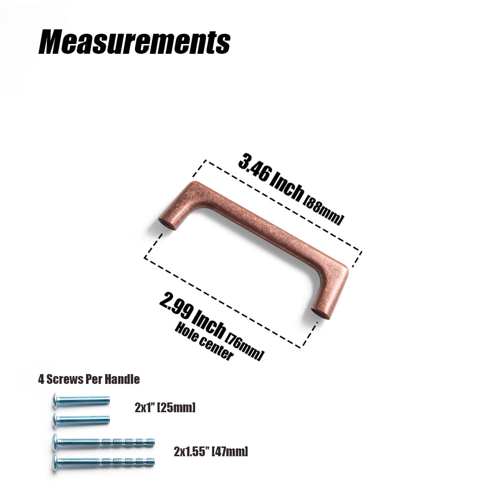Goo-Ki 12 Pack 3''(76mm) Hole Center Antique Copper Cabinet Pulls, Zinc Alloy Minimalist Style Cabinet Handles for Drawer,Dresser,Cupboard Wardrobe Cabinet