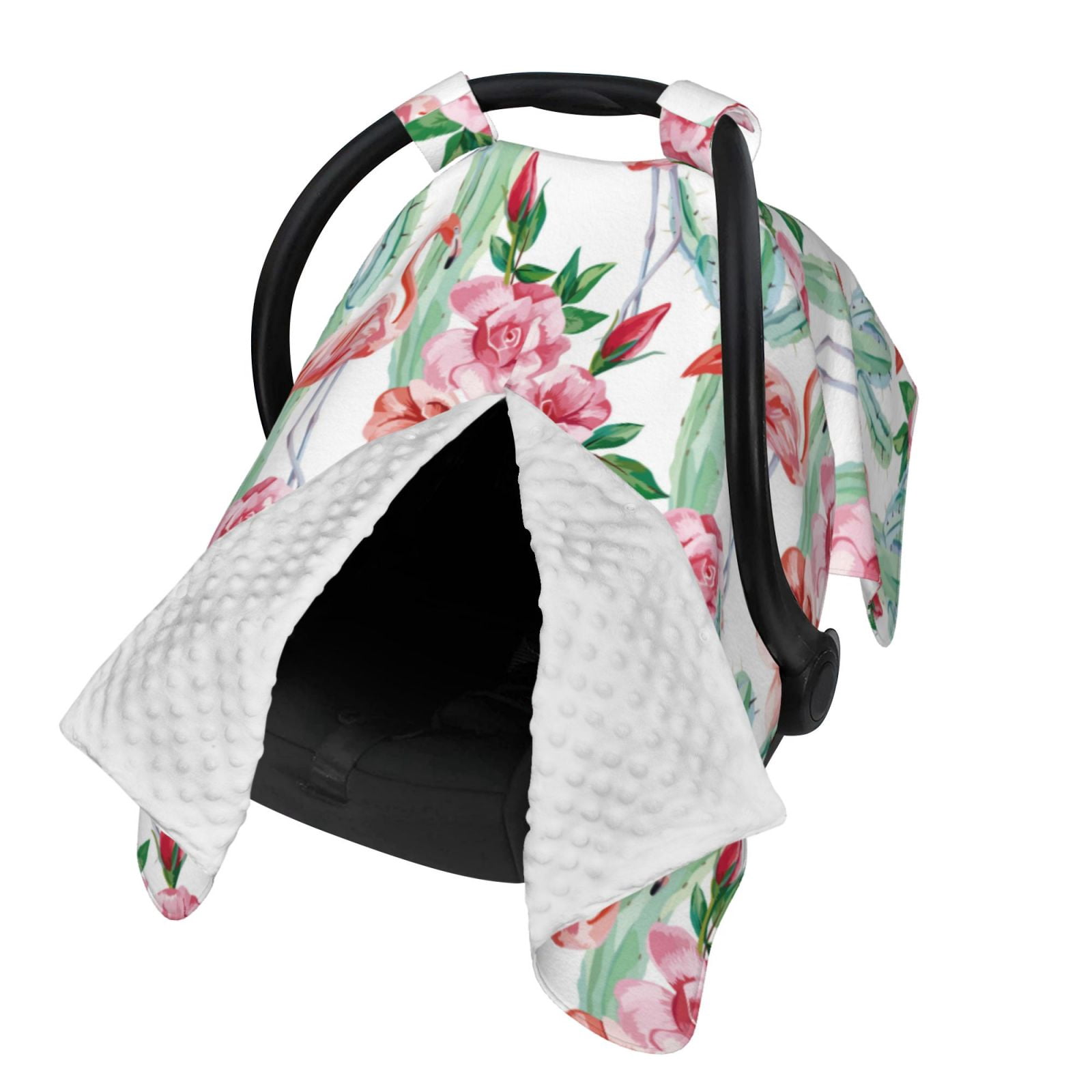 Naloa Flamingo Flower Baby Car Seat Cover, Breathable Baby Carrier Cover, Multiuse Baby Carrier Cover & Nursing Breastfeeding Cover
