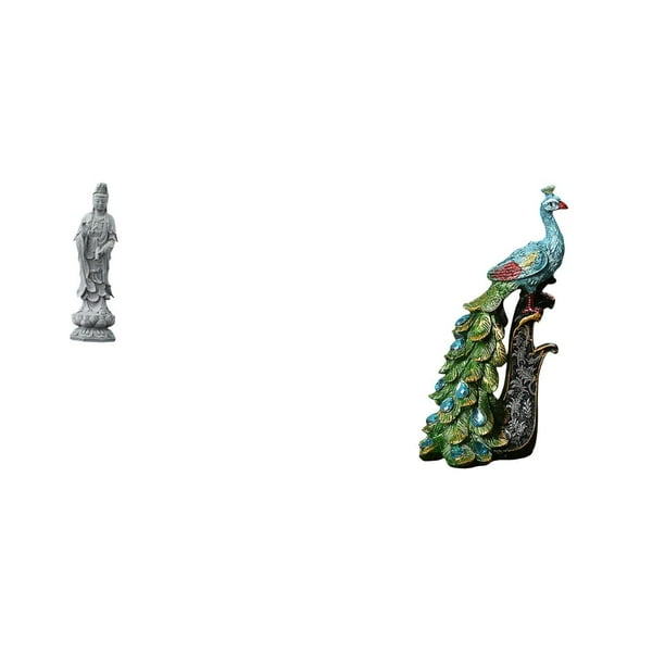 Estatua de Guan Yin,Estatua de Guan Yin para decoración del hogar.,Figura de escritorio,Estante de estatua de pavo real para escritorio,decoración del hogar,Figura decorativa creativa para la