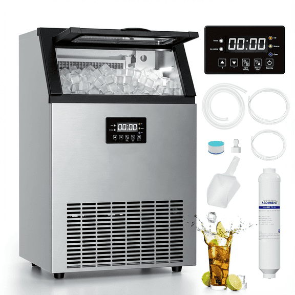 OUTBID Commercial Ice Maker Machine 300LBS/24H, 20’’ Under Counter Ice Machine with 33LBS Storage Bin/ Built-in Cleaning System, Freestanding Ice Maker for Restaurants/Bars, ETL Approved