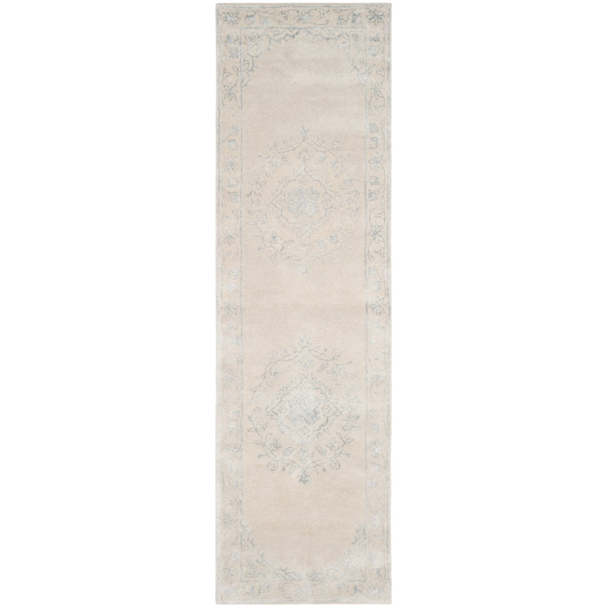 SAFAVIEH Glamour Gaia Floral Bordered Wool Area Rug, Light Grey, 2' x 3'