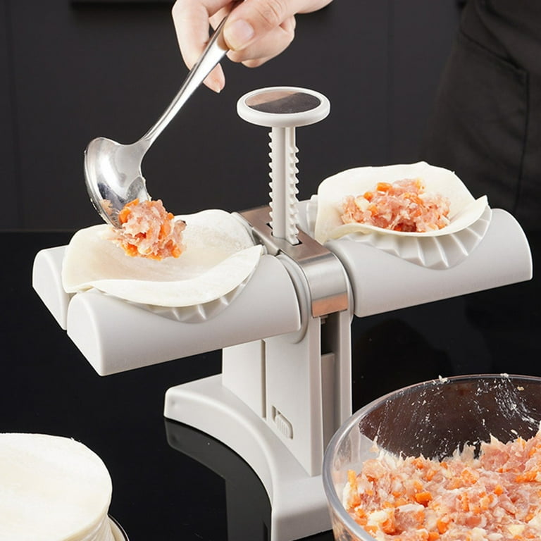 Hot Sale Empanadas Ravioli Press Mold Kitchen Accessories Dumpling Machine  Double Head Dumpling Maker Fully Automatic WHITE 