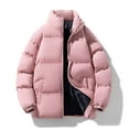 thumbnail image 2 of TFEOQRY Men's Jacket Coat Leisure Sports Daily Outdoor Outwear Long Sleeved Stand Up Collar Overcoat Pink, 2 of 3