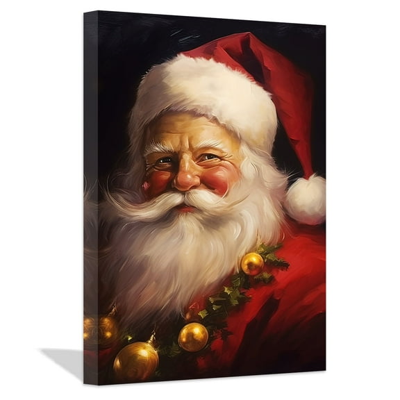 ZHONGYUTONG Christmas Canvas Wall Art Santa Claus Portrait Picture Prints New Year Poster (12"x18")