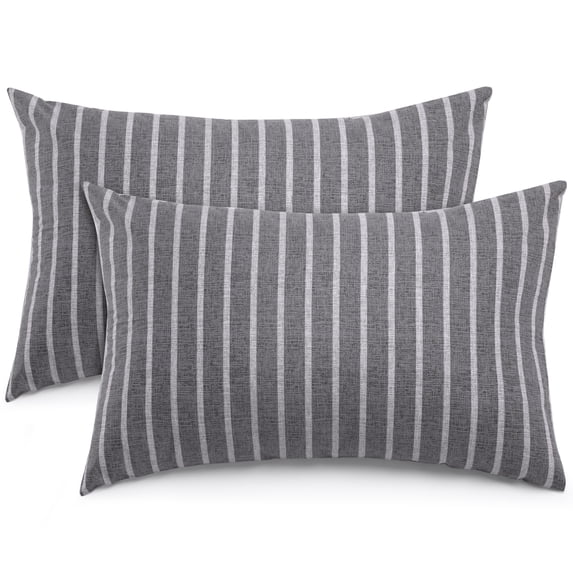 ATsense Pillow Cases King Size of 2, 100% Natural Cotton, 20 x 36 Inches Grey Stripe Pillowcase, Soft and Breathable, Cooling Pillow Covers with Envelope Closure