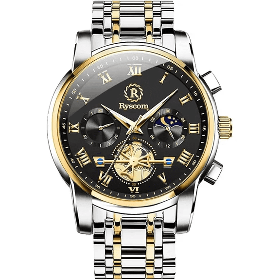 reloj de pulsera para hombre causl de lujo elegante fondo negro con dorado