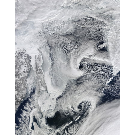 Far eastern Russia covered in snow ice and clouds Canvas Art - Stocktrek Images (25 x 33)