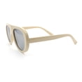 thumbnail image 5 of Retro Futurism Bold Flat Top Thick Plastic Racer Fashion Sunglasses [Ivory - Silver Mirror], 5 of 7