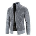 thumbnail image 4 of Xzbqbs Mens Knitted Jacquard Jackets Full-Zip Warm Slim Fit Sweater Coat Fashion Lightweight Solid Stand Collar Sweater Jackets, 4 of 4