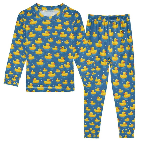 joogoo Cartoon Cute Ducks Blue 2 Piece Long Sleeve Tee and Pants Cotton Pajama Set 5Y