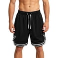 thumbnail image 3 of cllios Basketball Shorts for Men Big and Tall Lightweight Breathable Comfy Baggy Shorts with Pockets Elastic Waist Drawstring Short Pants for Sport Black L, 3 of 10