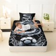 thumbnail image 4 of Castle Fairy Ice Letter S Soccer Watercolor Art Twin Sheet Sets 3pcs for Boys,Splash Graphic Bedding for Soccer Lovers, 4 of 6