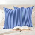 thumbnail image 3 of Violet Color Outdoor Waterproof Pillow Covers, Geometric Green Vertical Striped Modern Decorative Square Throw Pillowcase Sofa Cushion Sham for Patio/Couch/Chair, 16"x16" 2 Pack, 3 of 8