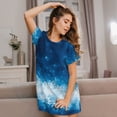 thumbnail image 3 of Honeii Blue Glitter Sparkles Print Women's Loose Short Sleeve Nightgown, Soft Cotton Sleepwear, Comfy Loose Fit Pajama Dress for Sleep and Lounge, 3 of 6